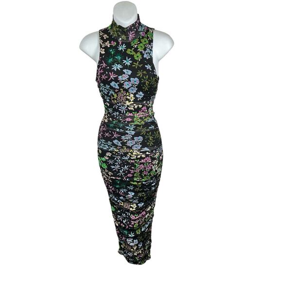 REVOLVE AFRM Sleeveless Mockneck Midi Bodycon Black Floral Size Medium NWT - Picture 5 of 10